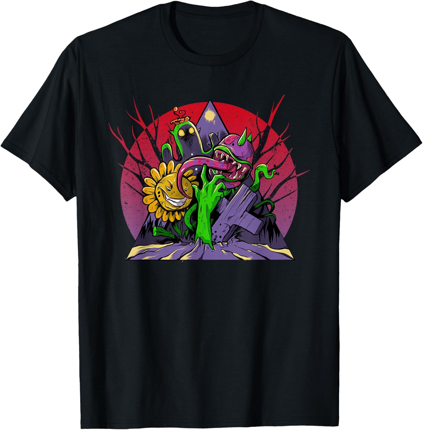 Zombies and Plants T-Shirt - T-Shirt | Black