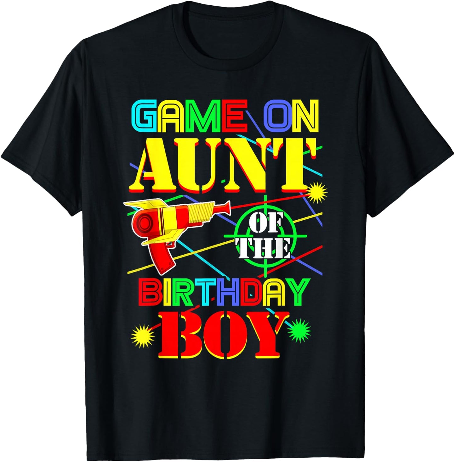 Game On Aunt Of The Birthday Boy Shirt Funny Mommy Mama T-Shirt - T-Shirt | Black