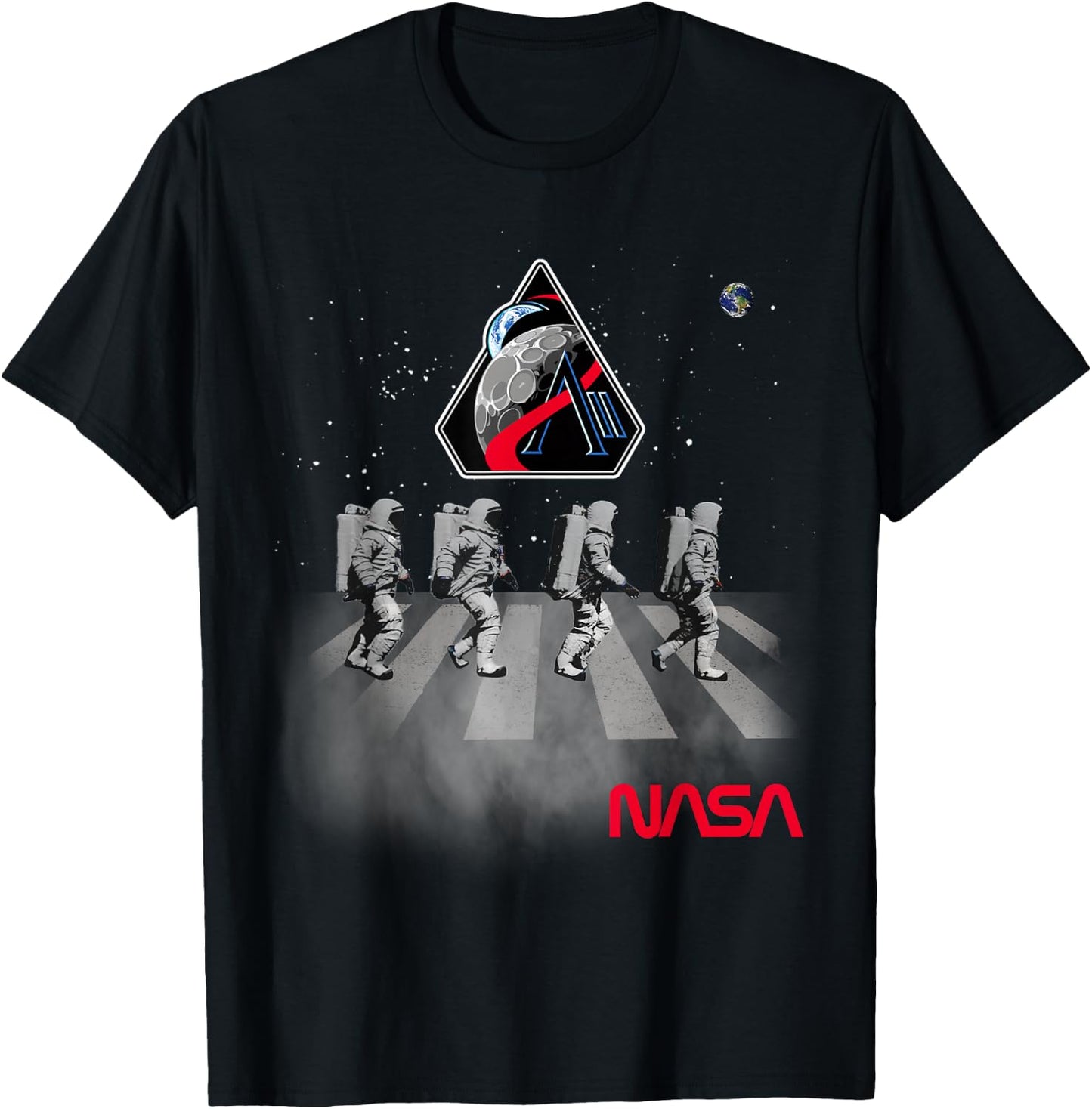 NASA Artemis II Mission Astronauts Walking in Space T-Shirt - T-Shirt | Black