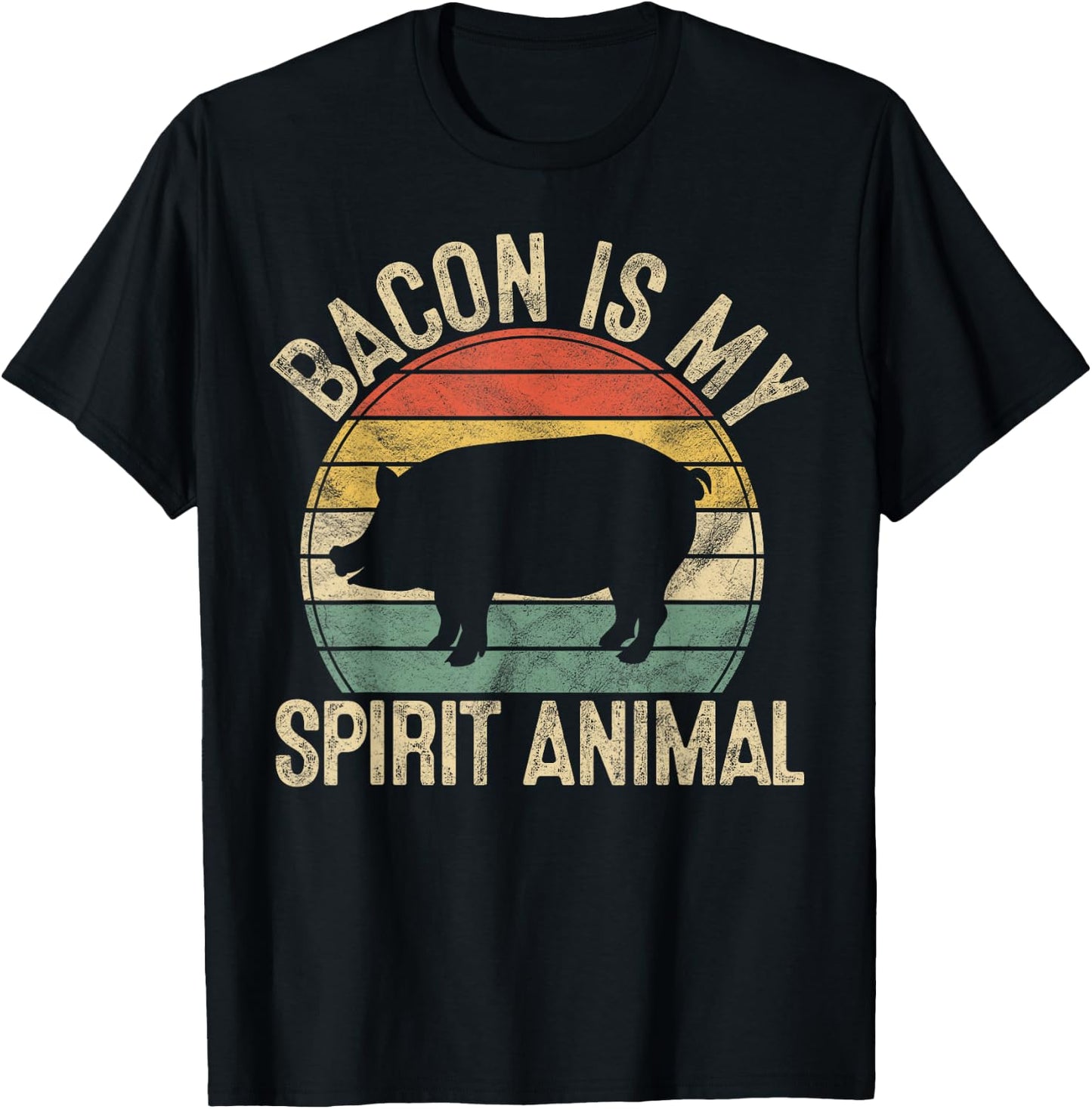 Bacon Is My Spirit Animal Gift Retro BBQ Costume Pork Grill T-Shirt - T-Shirt | Black