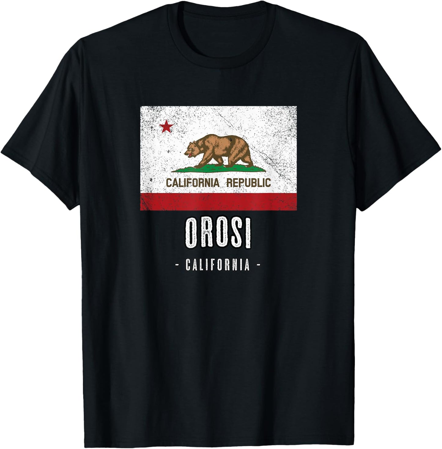 OROSI - California | Cali City Souvenir - CA Flag T-Shirt - T-Shirt | Black