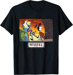 Beetlejuice and Lydia Surprised Bug Eyes T-Shirt - T-Shirt | Black