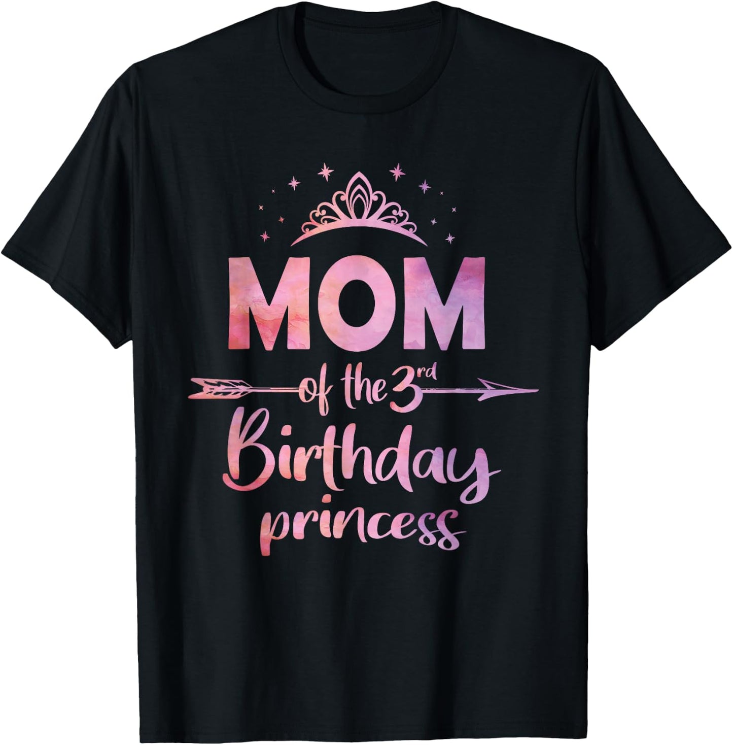 Mom Of The 3rd Birthday Princess Girl 3 Years Old B-day T-Shirt - T-Shirt | Black