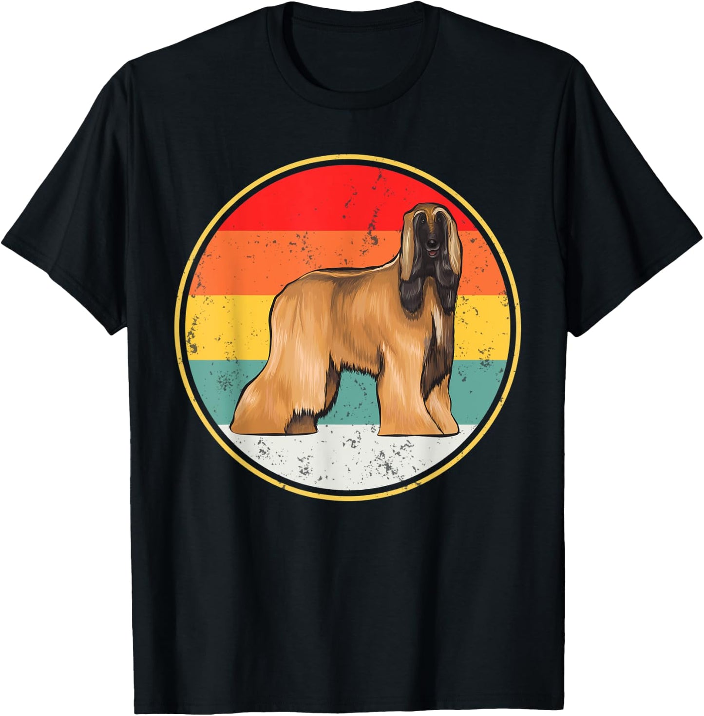 Vintage Retro Sunset Afghan Hound Dog Men Women Kids T-Shirt - T-Shirt | Black