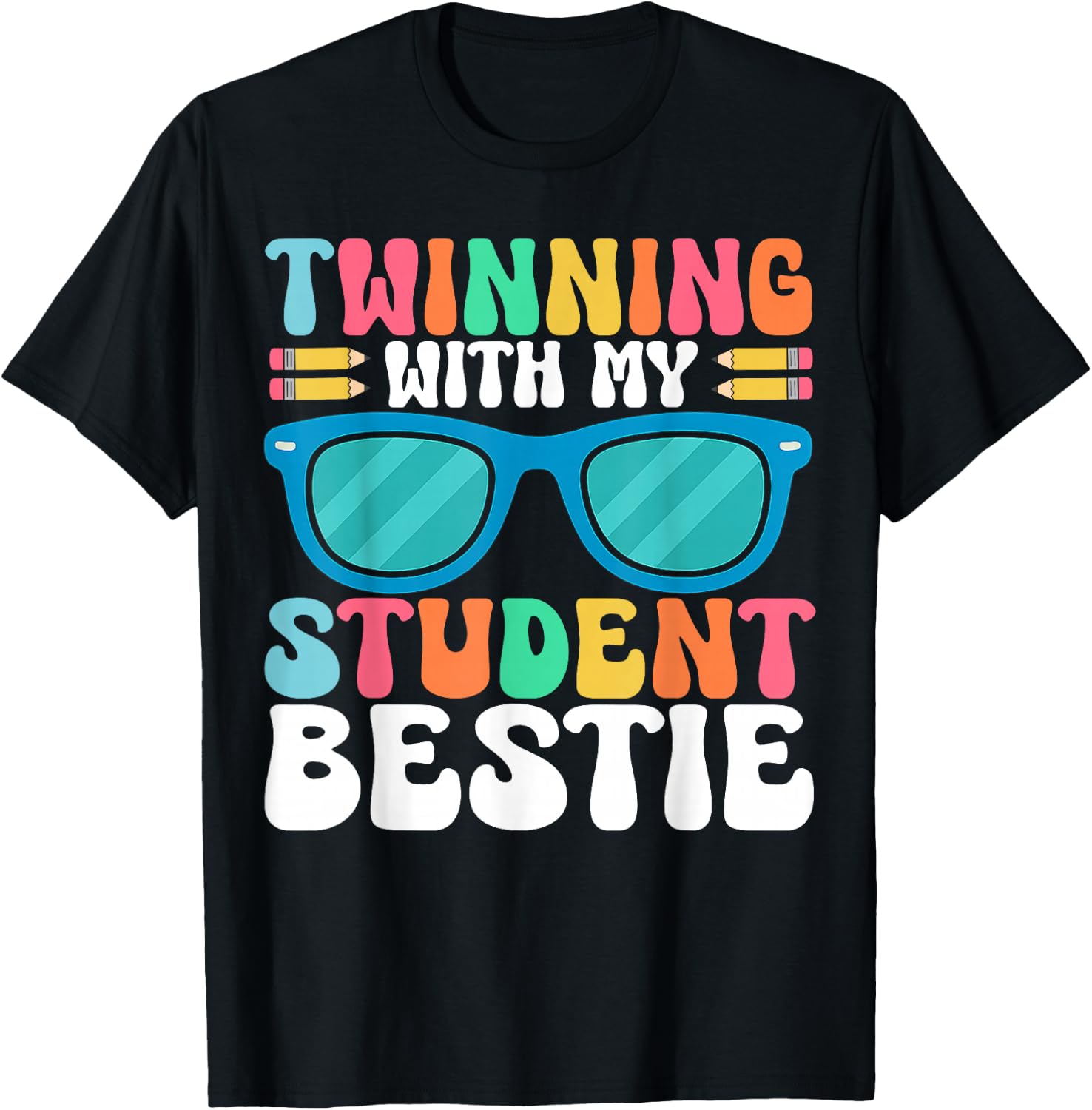 Twinning with My Student Bestie Spirit Week Best Friend Twin T-Shirt - T-Shirt | Black