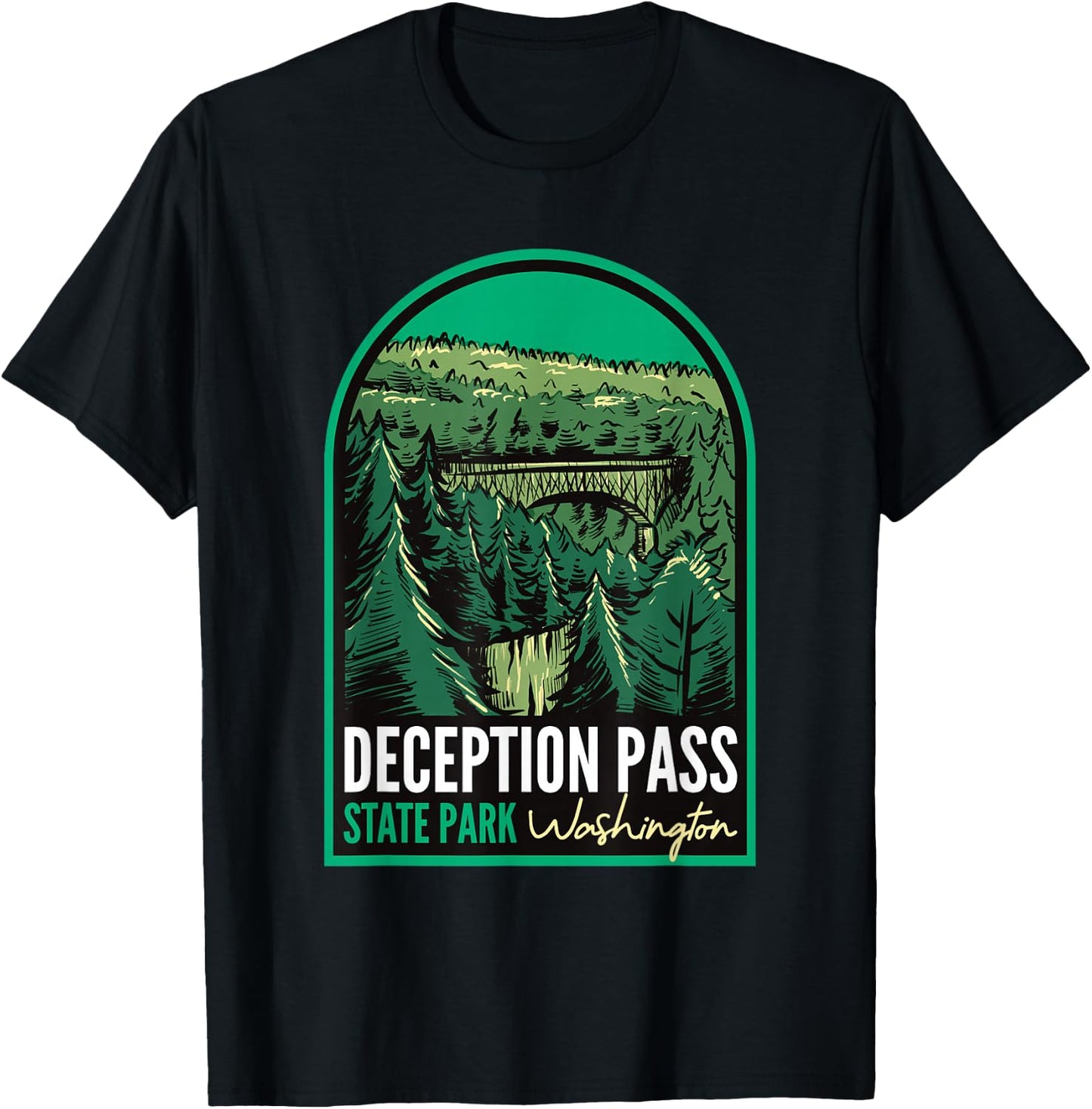 Deception Pass State Park Washington T-Shirt - T-Shirt | Black