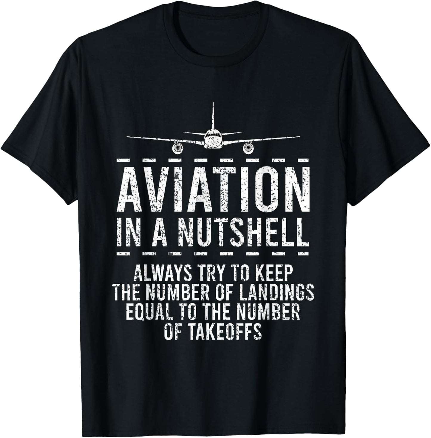 Aviation In A Nutshell Funny Pilot Aviator Airplane T-Shirt - T-Shirt | Black
