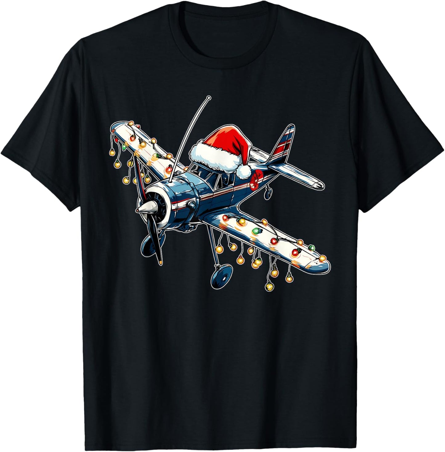 RC Airplane Model Flight Pilot Christmas Hat Xmas T-Shirt - T-Shirt | Black