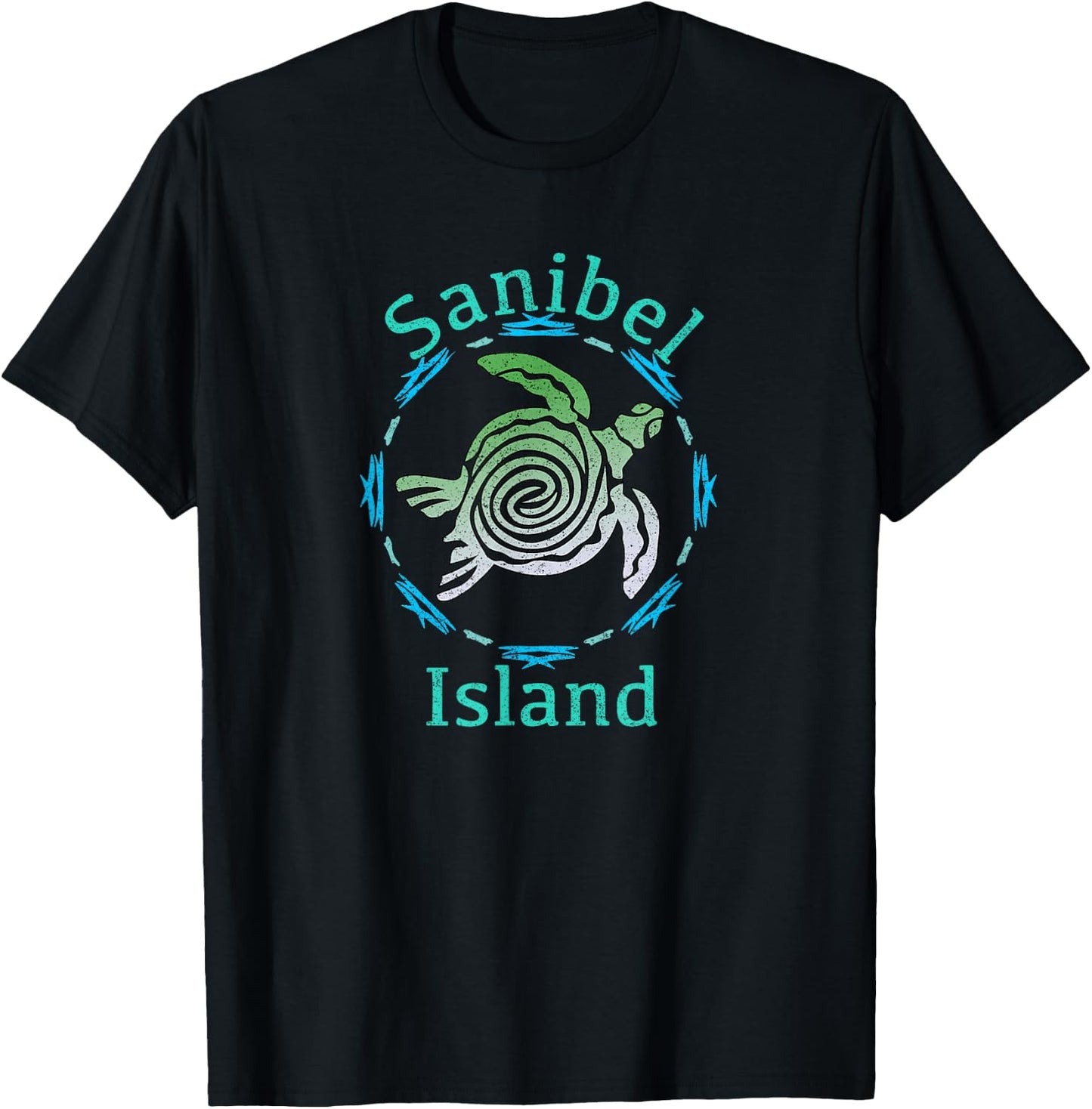 Sanibel Island Vintage Tribal Turtle Gift T-Shirt - T-Shirt | Black