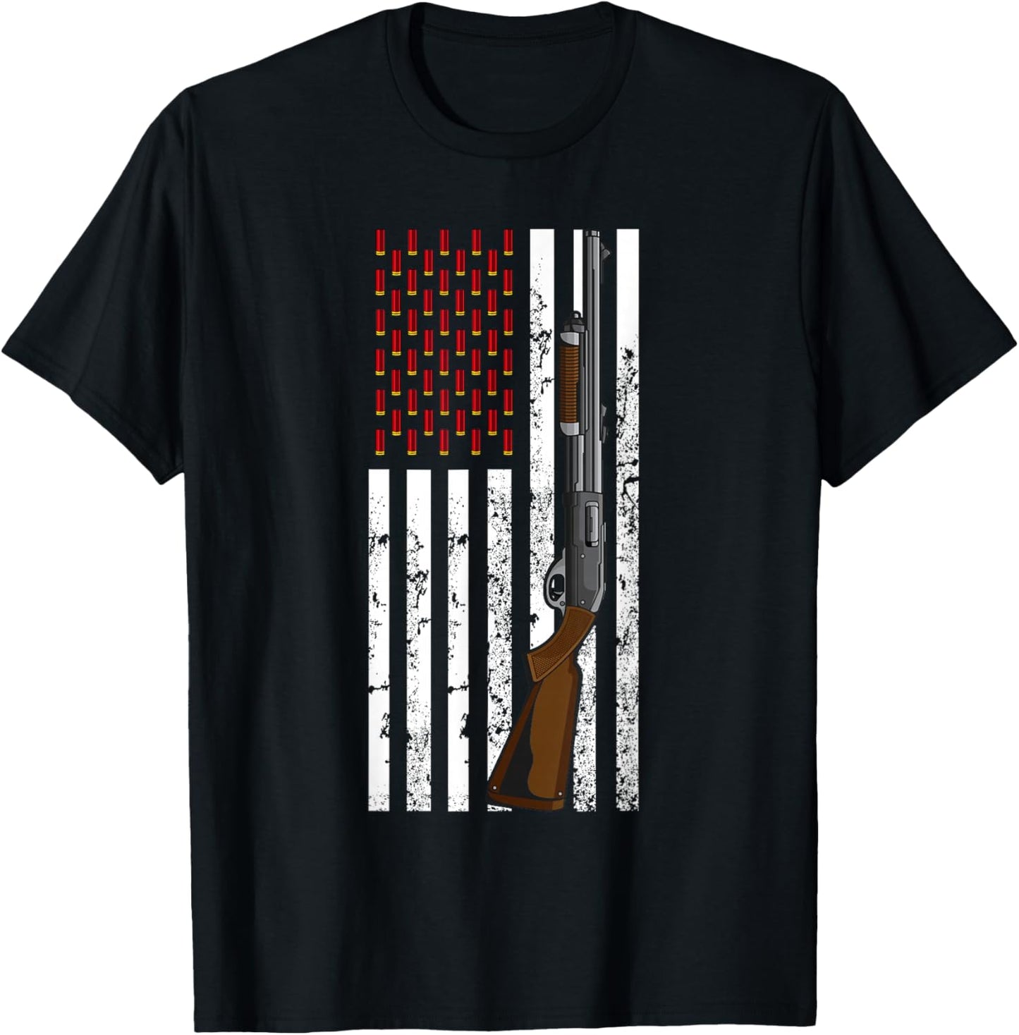 Clay Pigeon Shooting USA Flag - Shotgun & Cartridge Flag Women Men T-Shirt - T-Shirt | Black