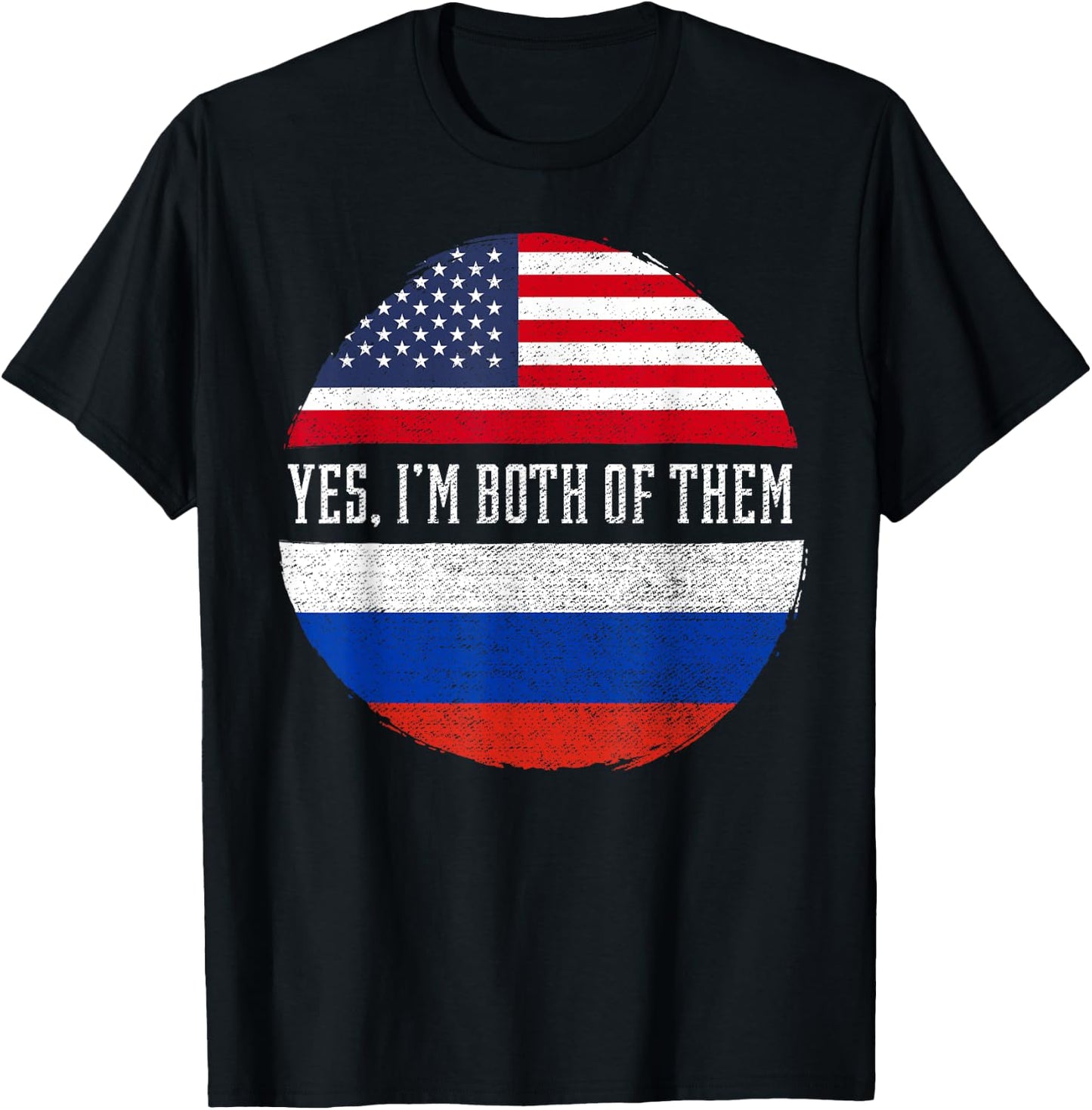 Half American Half Russian USA Flag Russia Heritage DNA T-Shirt - T-Shirt | Black