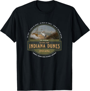 Indiana Dunes National Park Lake Michigan Beach Trails T-Shirt - T-Shirt | Black