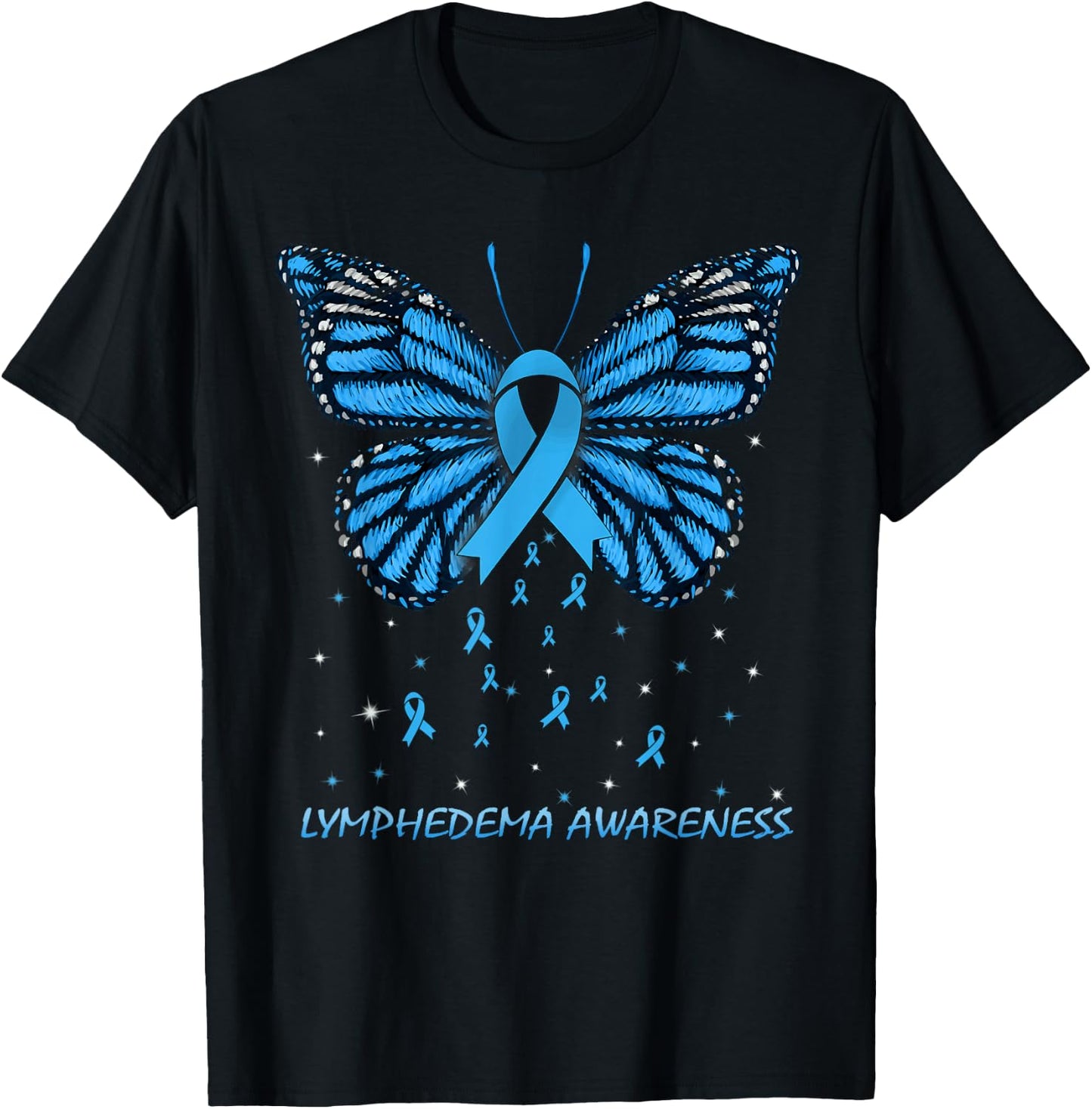 Lymphedema Butterfly Adults Blue Butterfly Birthday T-Shirt - T-Shirt | Black