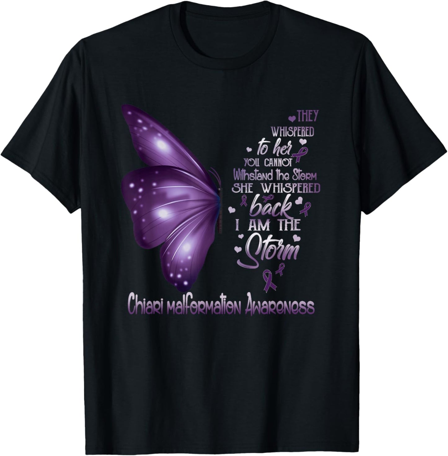 I am the storm Chiari malformation Awareness Butterfly T-Shirt - T-Shirt | Black