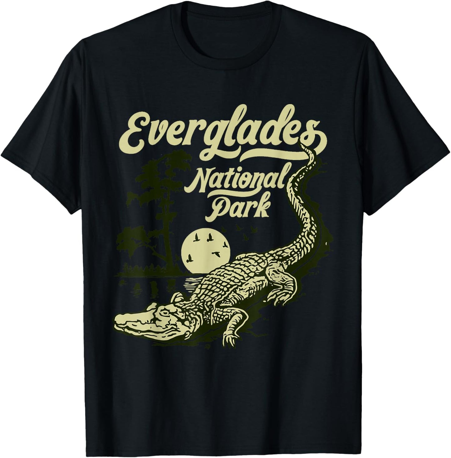 Giant Step Design Co. Everglades National Park Vintage Crocodile Alligator Florida T-Shirt - T-Shirt | Black