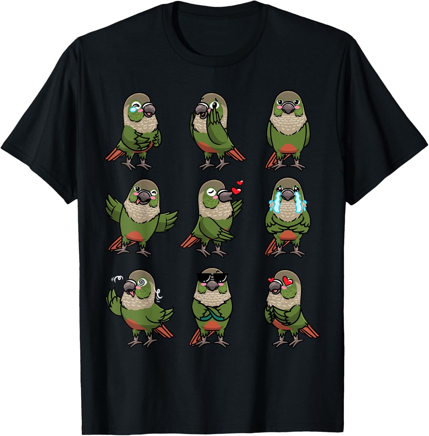 Green Cheek Conure Green-cheeked Parakeet Bird Parrot T-Shirt - T-Shirt | Black