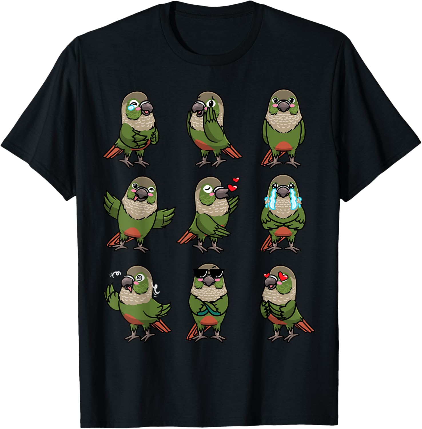 Green Cheek Conure Green-cheeked Parakeet Bird Parrot T-Shirt - T-Shirt | Black