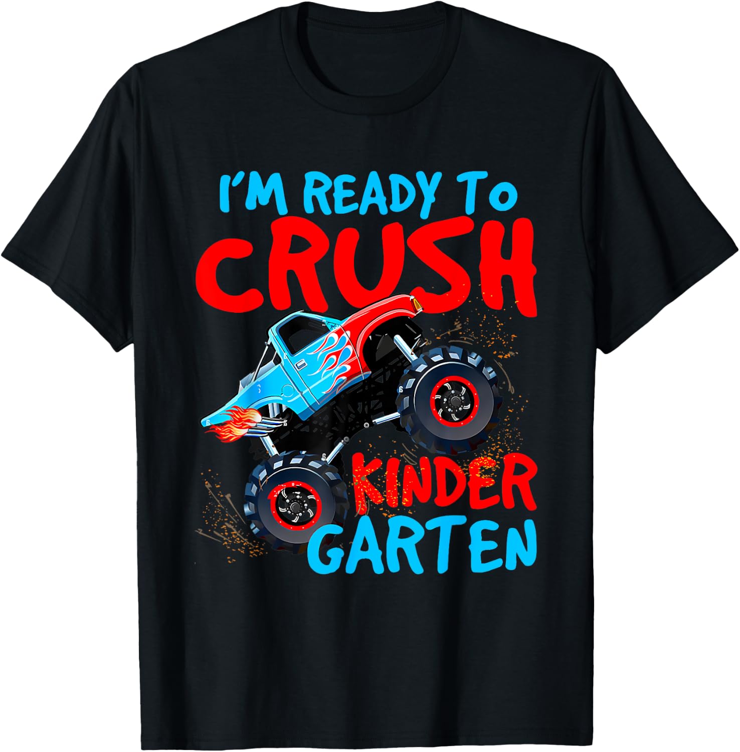 Back to School Boys First Day of Kindergarten Monster Truck T-Shirt - T-Shirt | Black