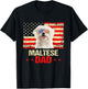 Maltese Dad USA Flag Dog Lover Fathers Day Men T-Shirt - T-Shirt | Black