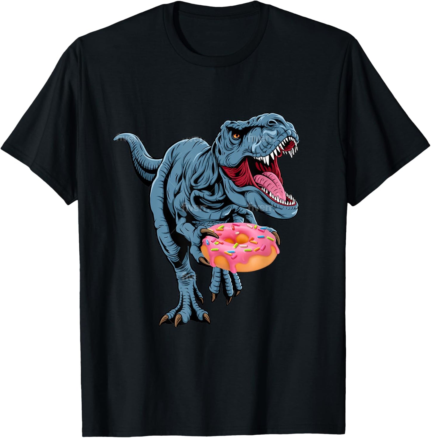 Donut Dinosaur Doughnut Sprinkles T-Rex Lover Sweet Dessert T-Shirt - T-Shirt | Black