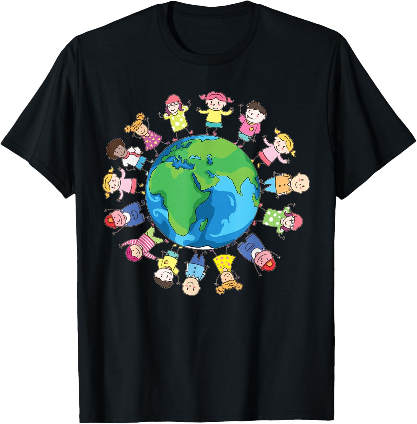 Happy Earth Day Children Around The World FUUNY Planet Save T-Shirt - T-Shirt | Black