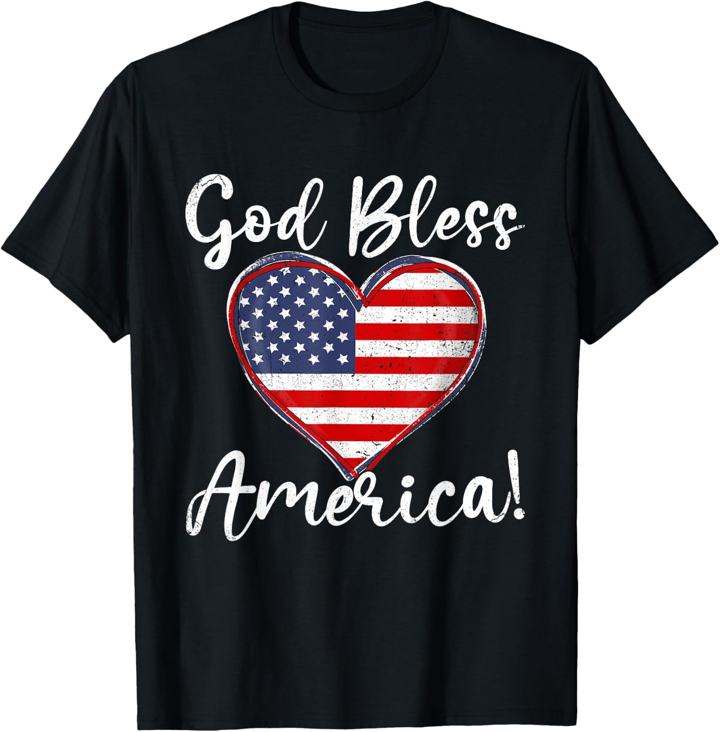 Funny God Bless American USA Flag Patriotic 4th of July T-Shirt - T-Shirt | Black