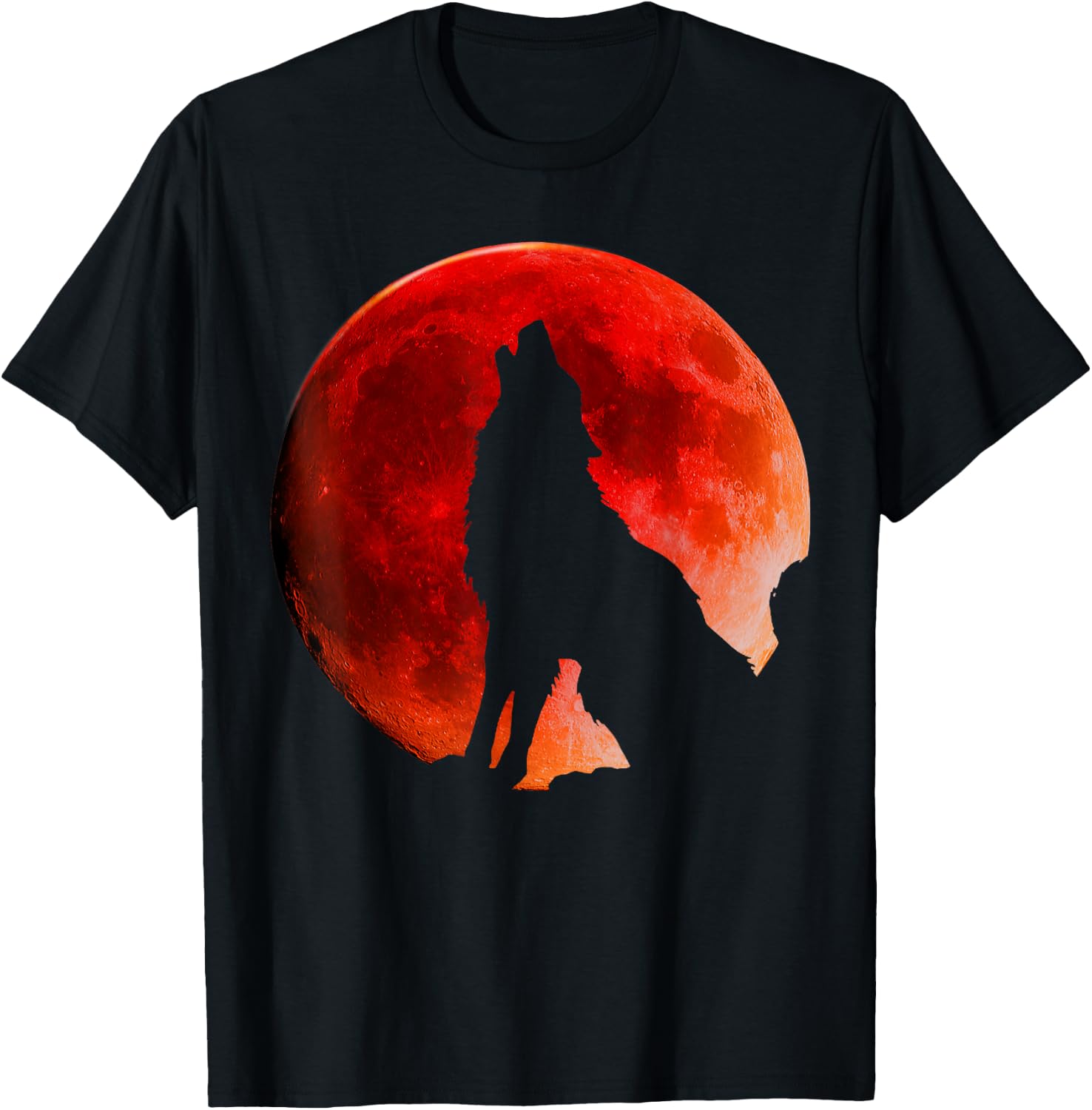 Wolf Super Red Blood Moon Lunar Eclipse 2019 T Shirt Costume T-Shirt - T-Shirt | Black
