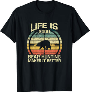 Retro Vintage Bear Hunter Bear Hunting Makes It Better T-Shirt - T-Shirt | Black