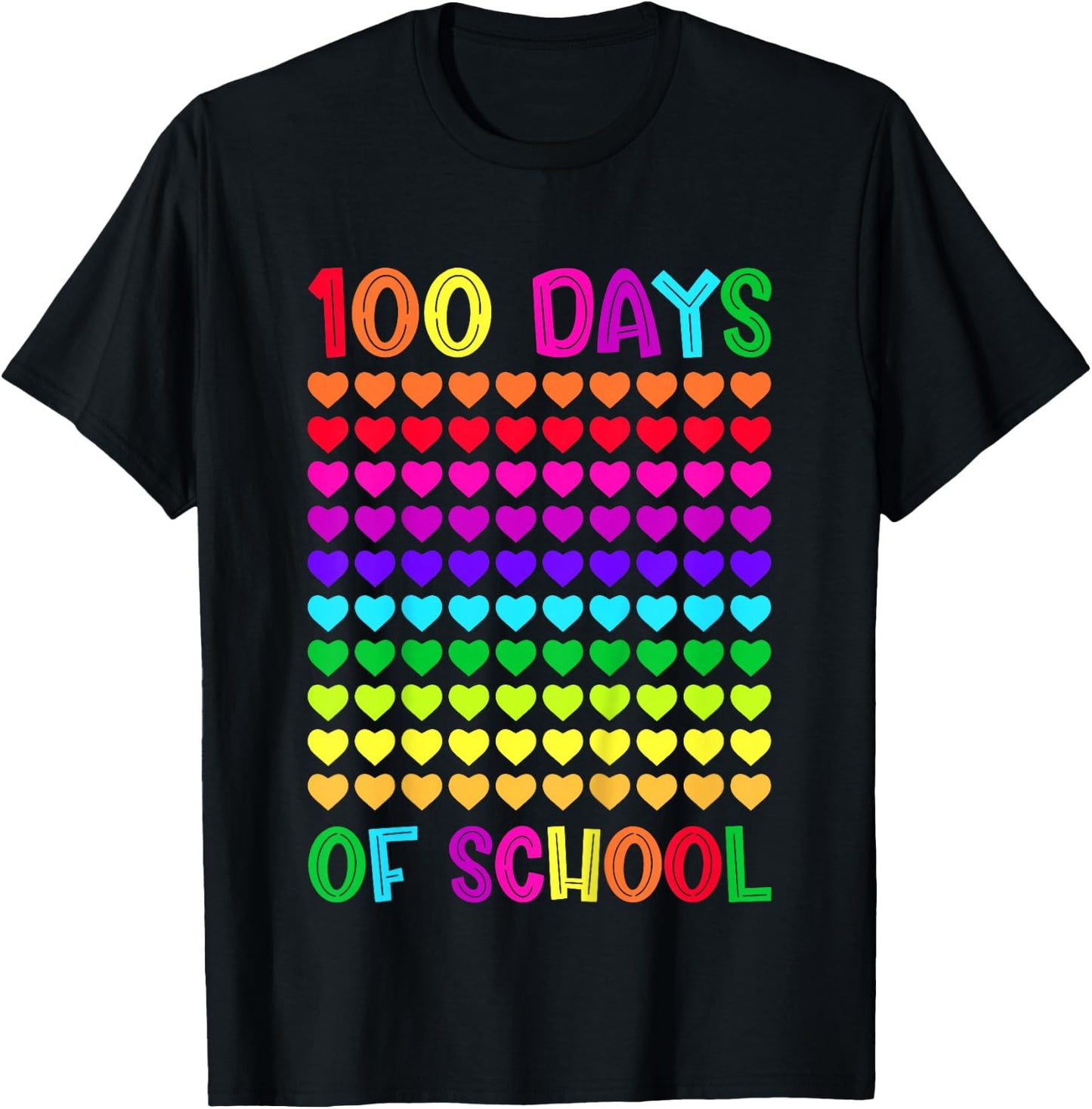 100 Days of School and Still Loving it Hearts 100th Day Girl T-Shirt - T-Shirt | Black