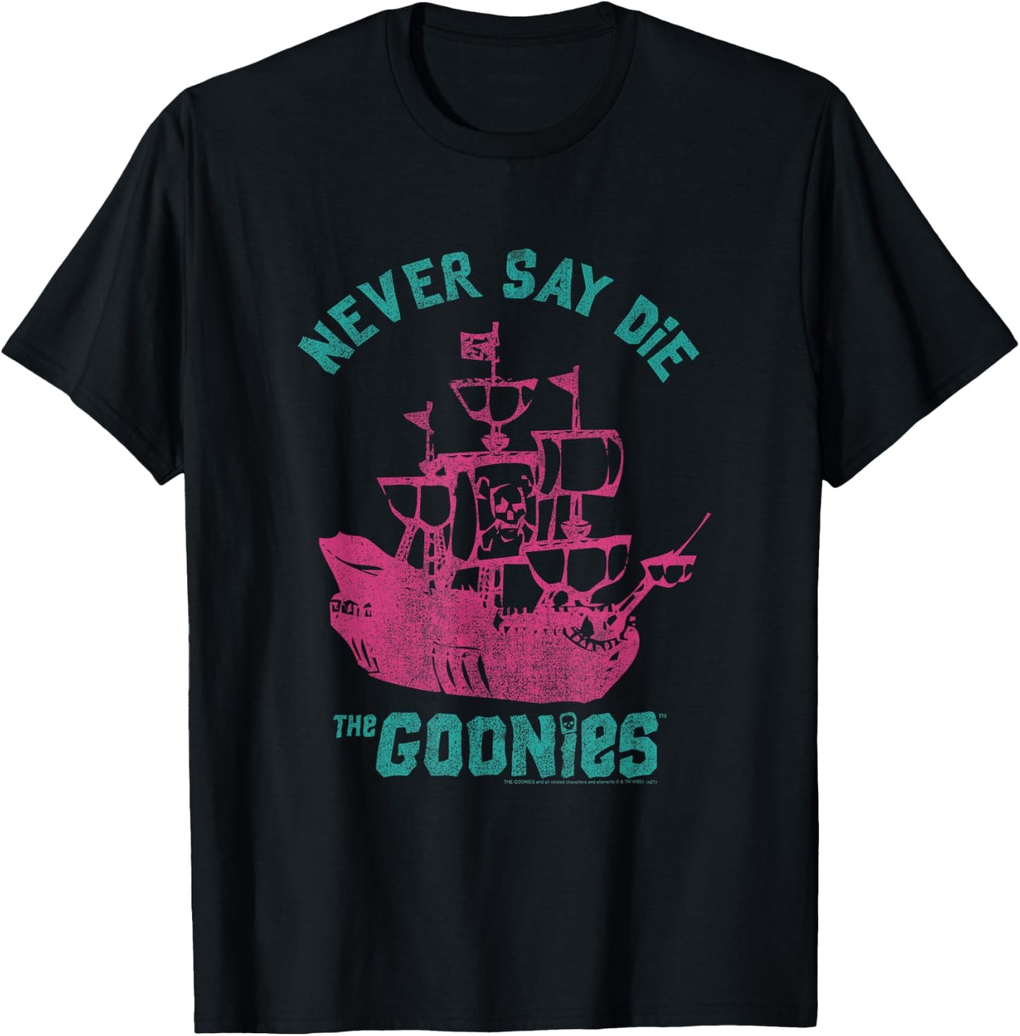 The Goonies Pastel Pirate Ship and Logo Movie T-Shirt - T-Shirt | Black