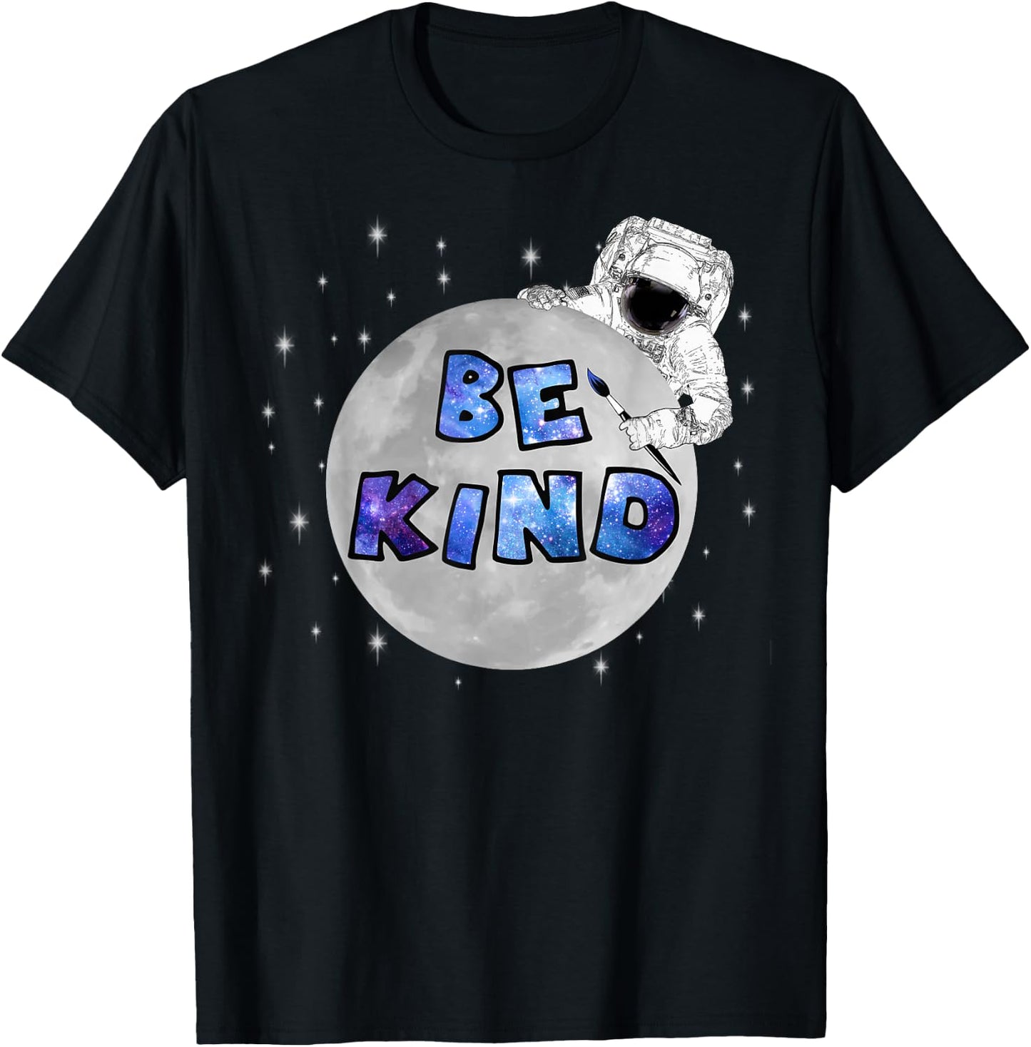 Be Kind Space Stars Astronaut T-Shirt - T-Shirt | Black