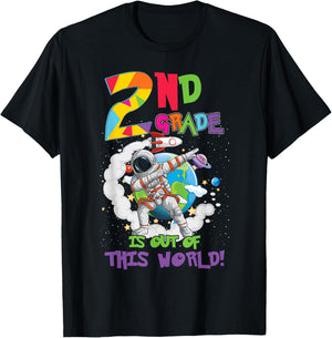 2nd Grade Is Out Of This World Space Rocket Astronaut T-Shirt - T-Shirt | Black