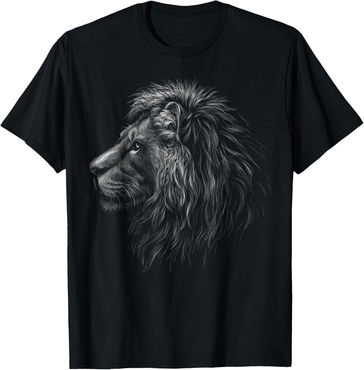 lion head black art for lovers of lions King of Animals T-Shirt - T-Shirt | Black