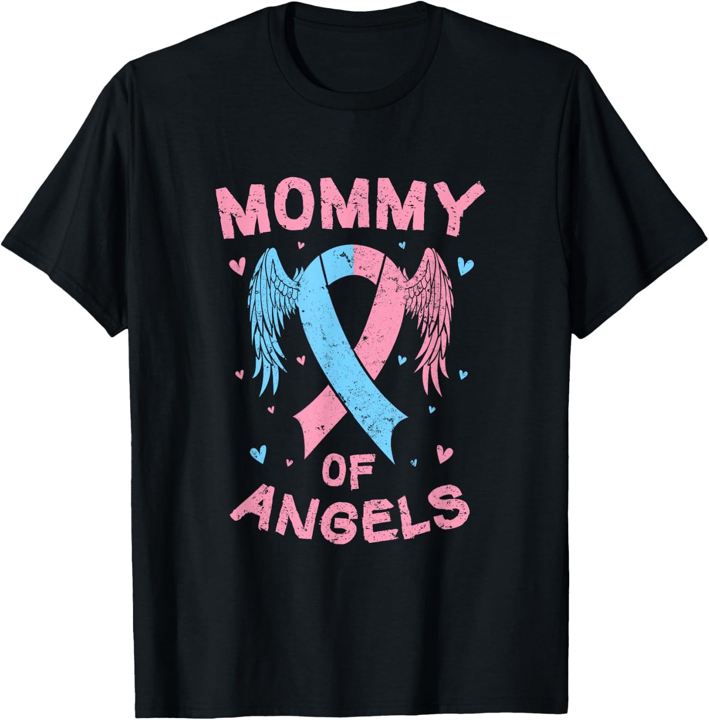 Mommy Of Angels Pregnancy Miscarriage Child Loss Awareness T-Shirt - T-Shirt | Black