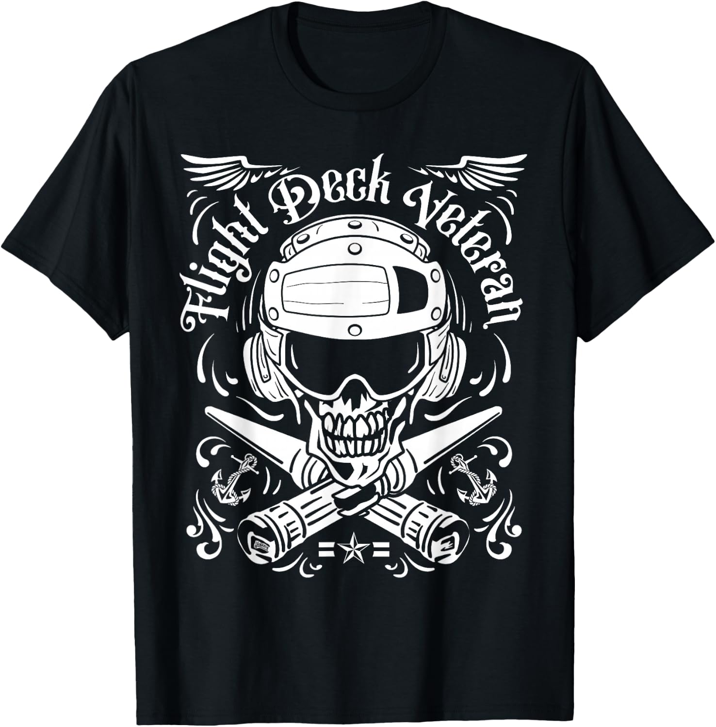 Naval Aviation Flight Deck Veteran Skull T-Shirt - T-Shirt | Black