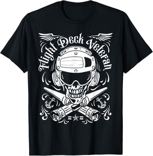 Naval Aviation Flight Deck Veteran Skull T-Shirt - T-Shirt | Black