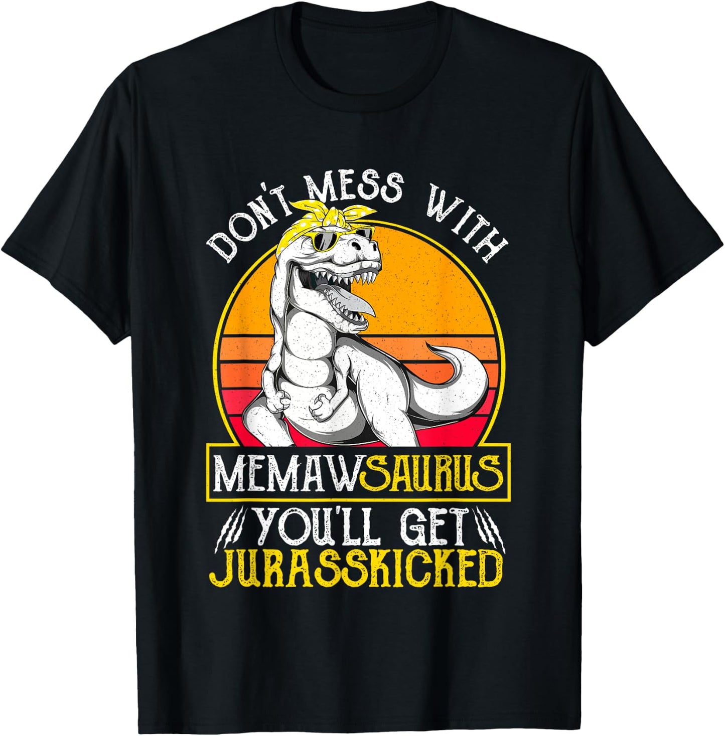 Vintage Jurasskicked Memaw Saurus Shirt, Dino Grandma T-Shirt - T-Shirt | Black