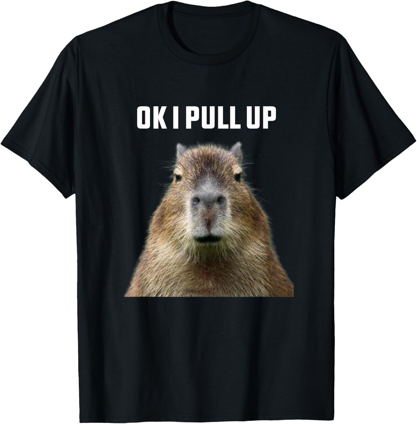 Ok I Pull Up Capybara , Black T-Shirt - T-Shirt | Black