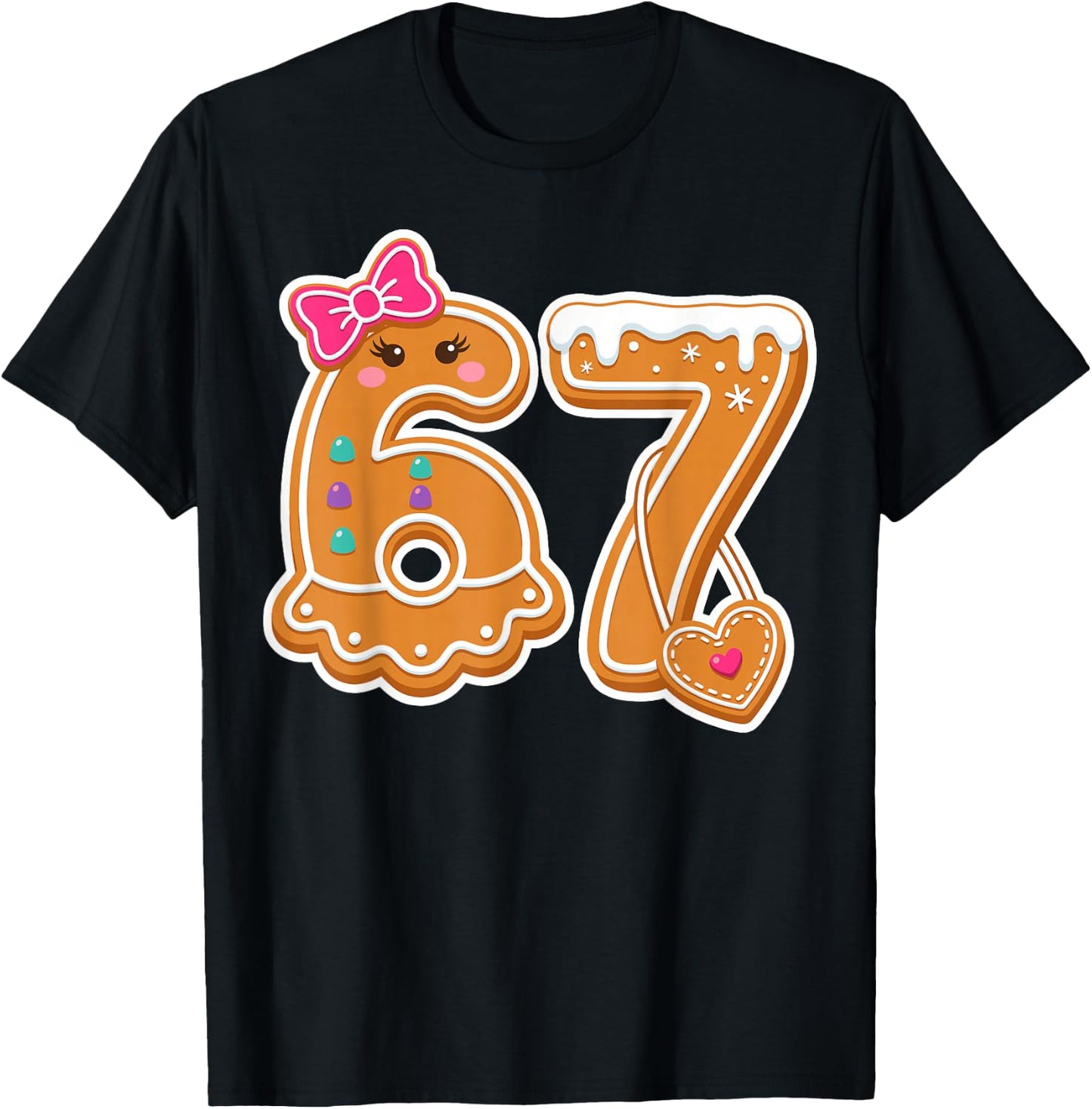 Gingerbread 67 Cookie Cute Christmas Baking T-Shirt - T-Shirt | Black