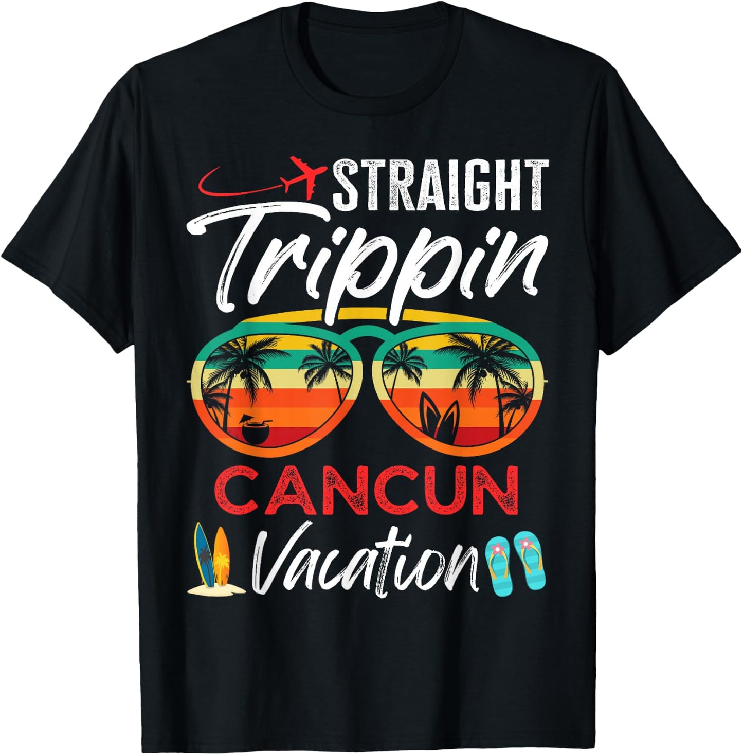 Straight Trippin Cancun Mexico Couples Family Vacation Group T-Shirt - T-Shirt | Black