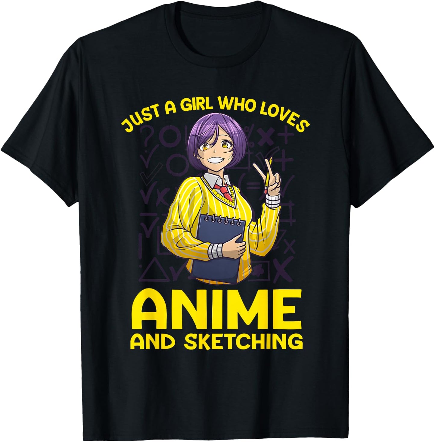 Anime Art Teen Girl Anime Merch Sketch Anime Lover T-Shirt - T-Shirt | Black