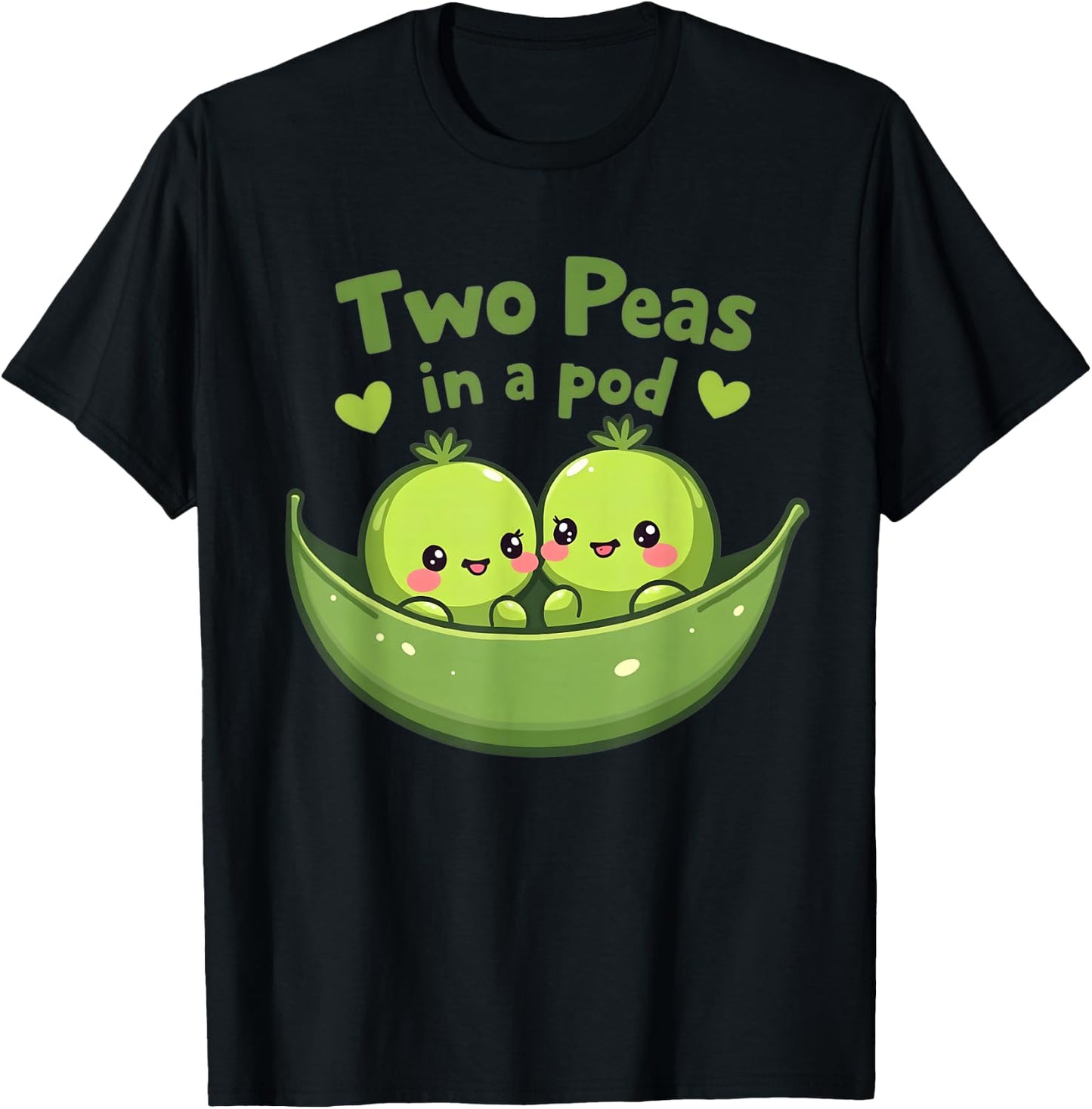 Two Peas in A Pod Best Matching Friends Kawaii Veggie Costum T-Shirt - T-Shirt | Black