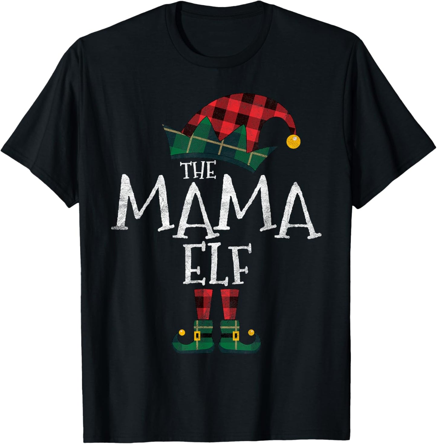 The Mama Elf Matching Family Group Gift Funny Christmas Xmas T-Shirt - T-Shirt | Black