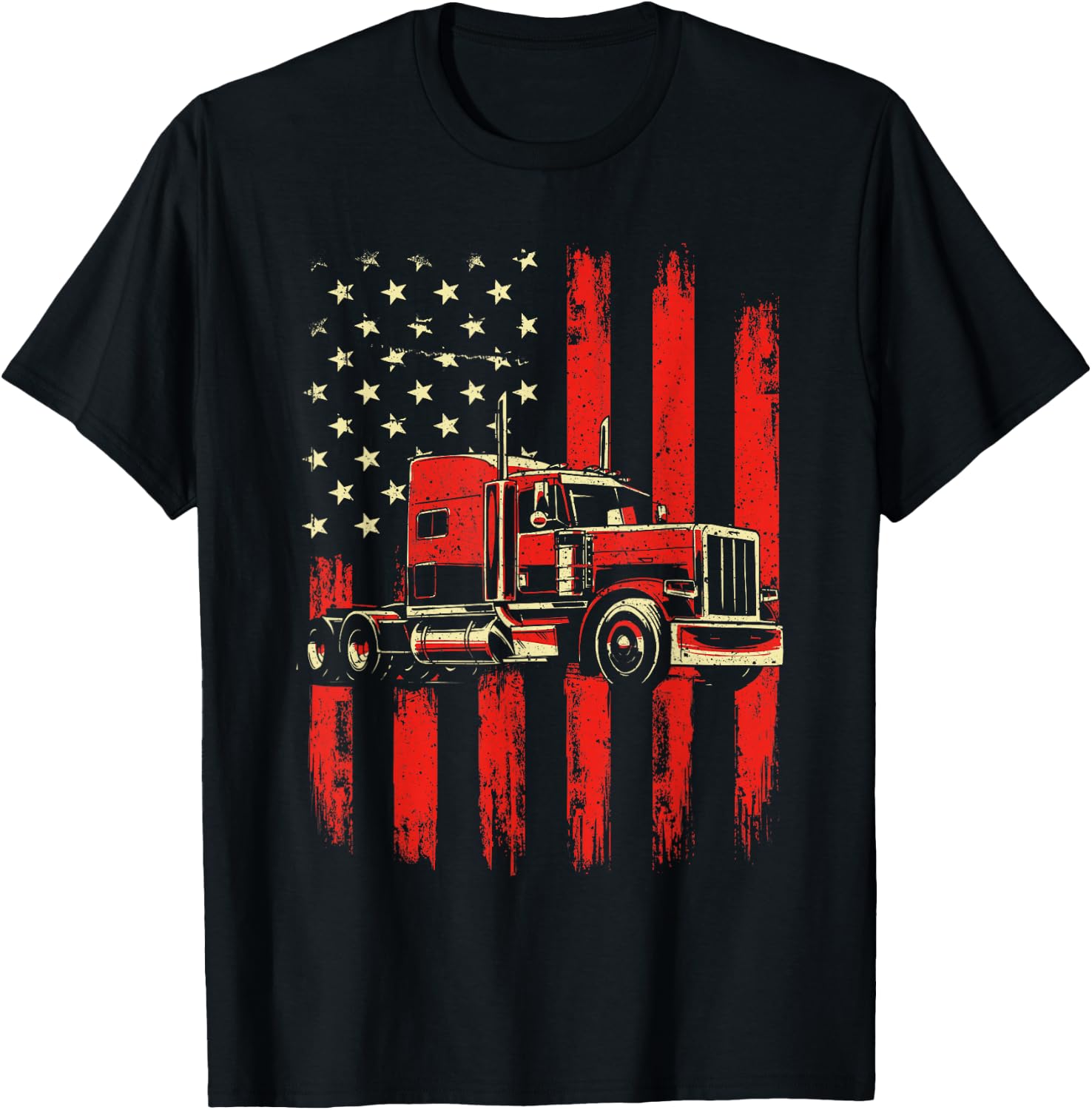 American Trucker - Semi Truck Driver Trucking Big Rig T-Shirt - T-Shirt | Black