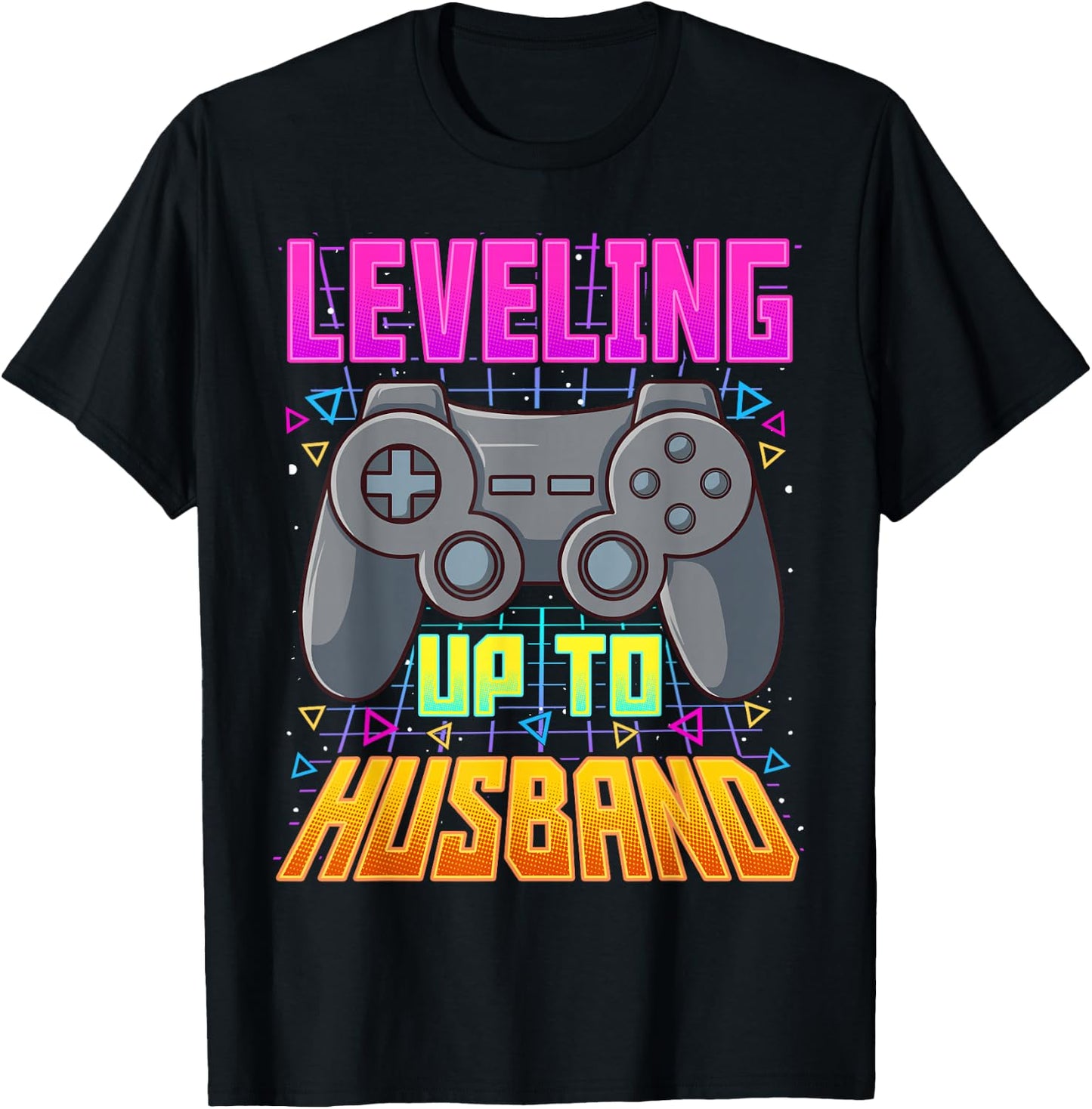 Leveling Up To Husband Shirt Groom Wedding Gamer Engagement T-Shirt - T-Shirt | Black