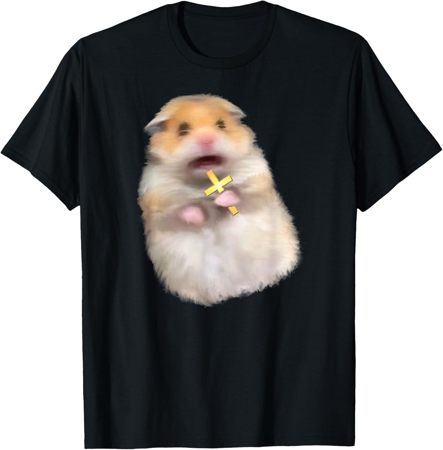 Scared Hamster Meme Kids Cute Christian Hamster Sacred Cross T-Shirt - T-Shirt | Black
