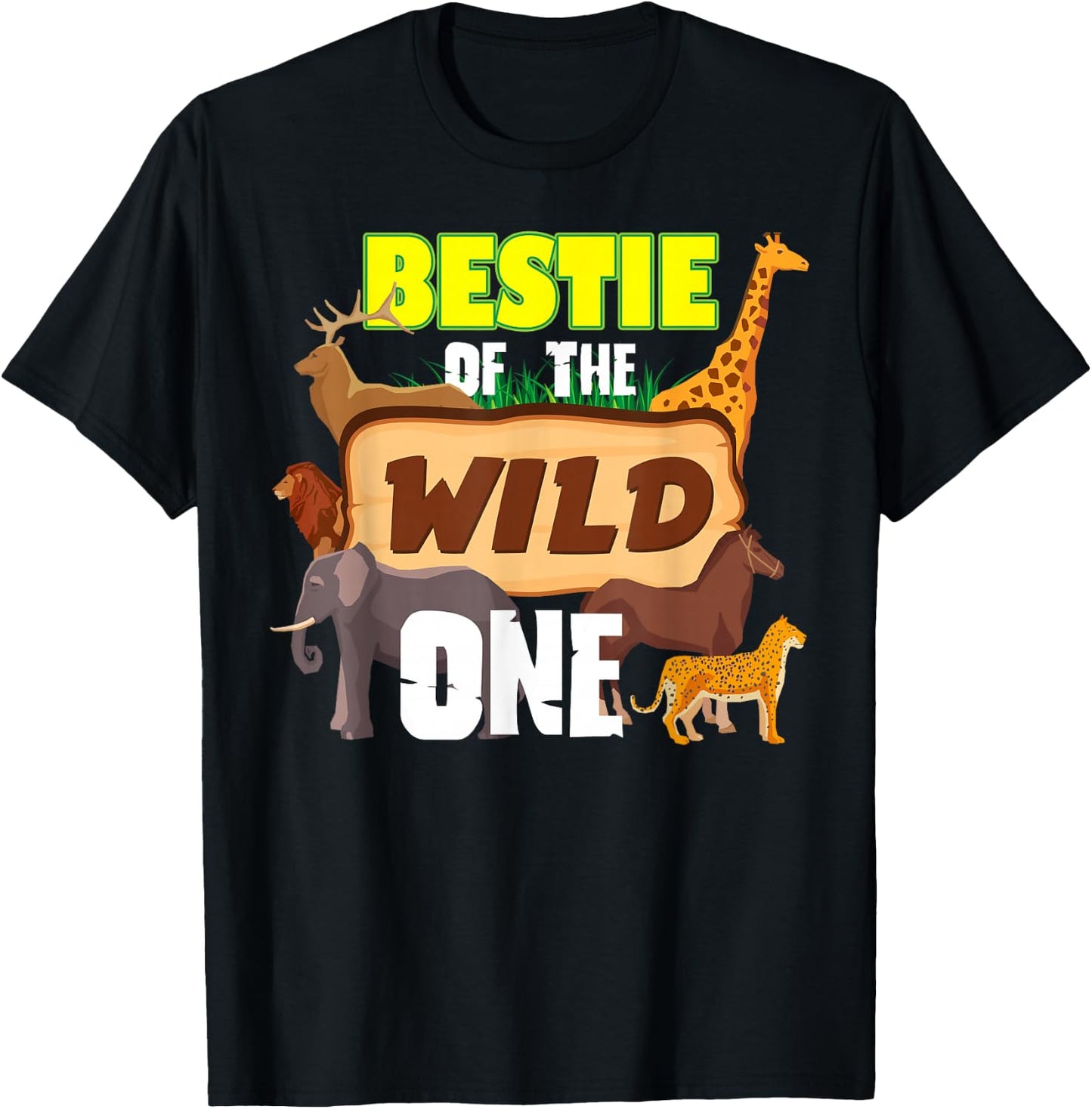 Bestie Of The Wild One Zoo Keeper Safari Animal Birthday T-Shirt - T-Shirt | Black