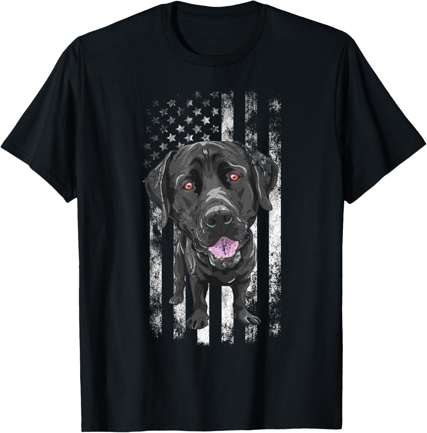 Black Labrador American Flag Patriotic Dog Dad Mom Black Lab Kids Men T-Shirt - T-Shirt | Black