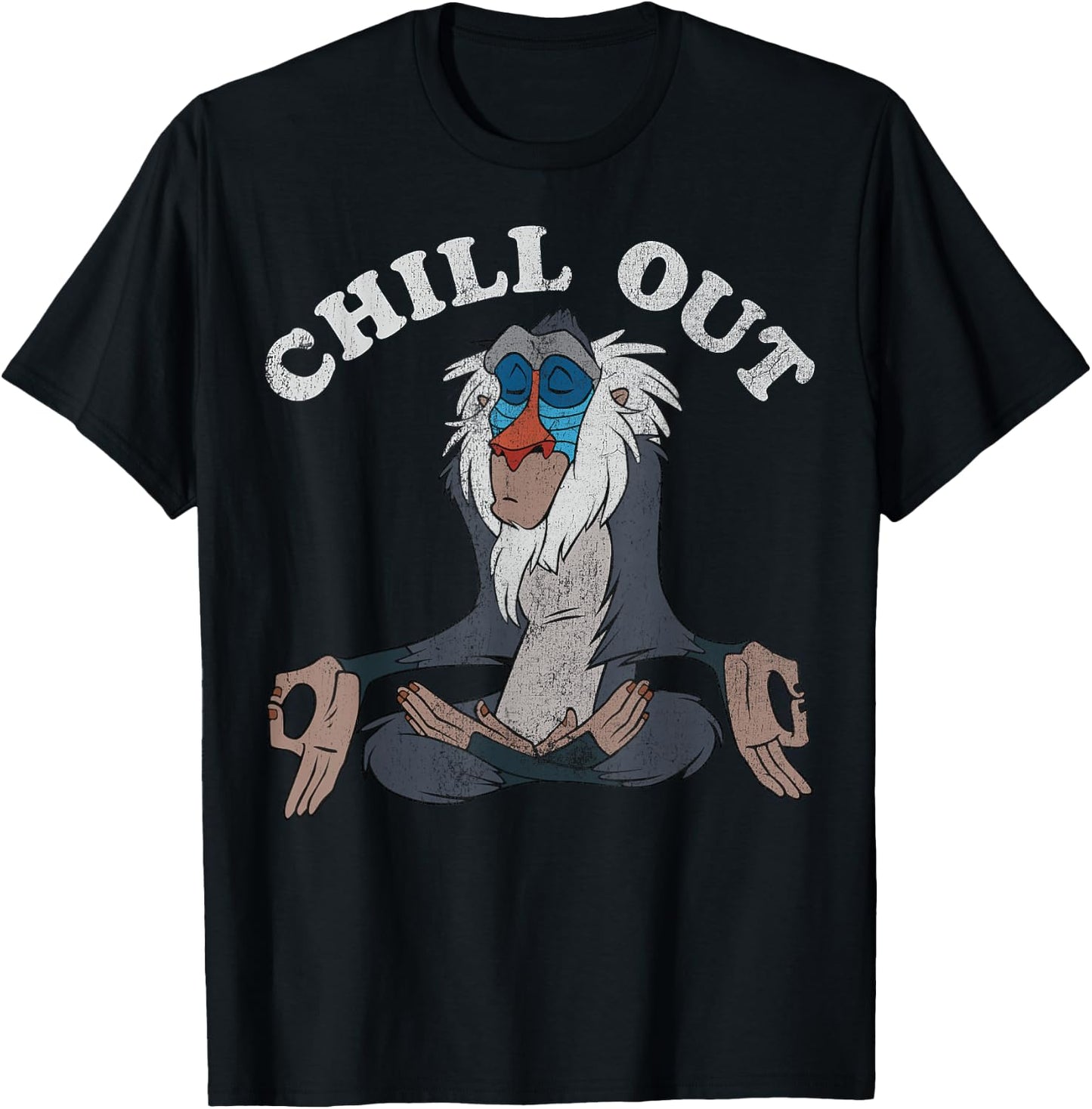 Disney Lion King Rafiki Chill Out Meditation Graphic T-Shirt - T-Shirt | Black