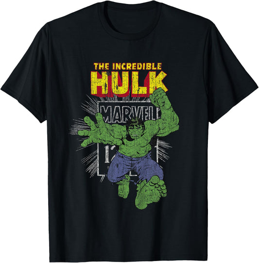 Marvel The Incredible Hulk Retro Comic Book Stamp Logo Kids T-Shirt - T-Shirt | Black
